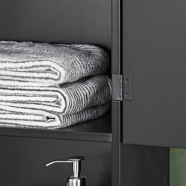 Rootz badeværelsesvægskab - Opbevaringsskab - Medicinskab - Justerbar hylde - Nem montering - Alsidig brug - 40cm x 76cm x 21cm - Sort