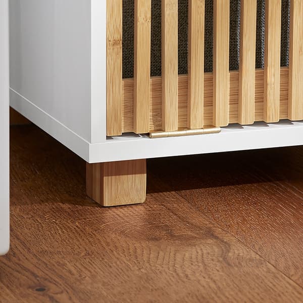 Rootz-pesukaappi taitettavalla pussilla - Pyykinkeräin - Kylpyhuoneen säilytys - Kestävä bambu- ja MDF-rakenne - Helppo kuljettaa -kahvat - 32 cm x 85