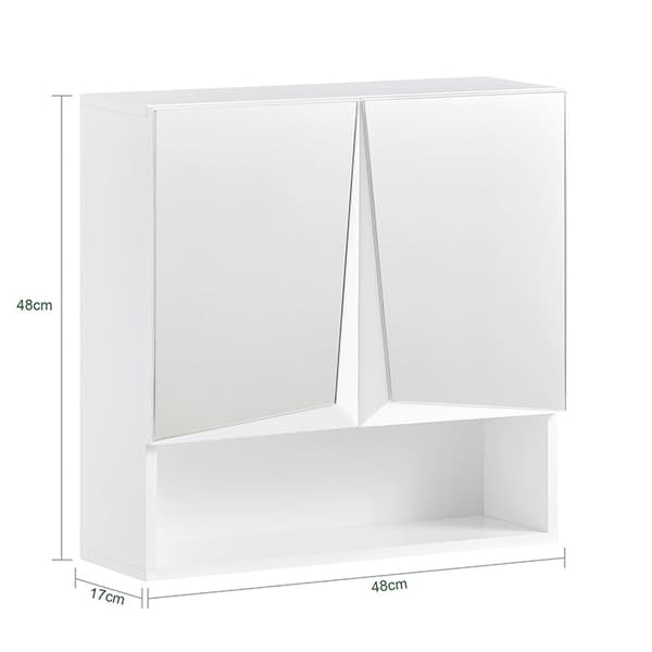 Rootz peilikaappi säädettävillä hyllyillä - Seinälle kiinnitettävä kylpyhuonekaappi - Tilaa säästävä säilytysratkaisu - MDF-rakenne - 48cm x 48cm x 17