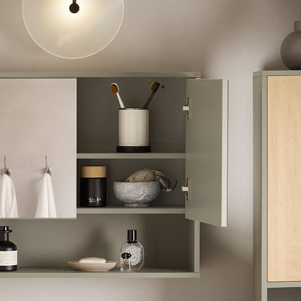 Rootz badeværelsesspejlskab - Vægskab - Opbevaringsorganisator - Pladsbesparende 2-i-1 design - Justerbare hylder - Nem montering - 60 cm x 49,5 cm x