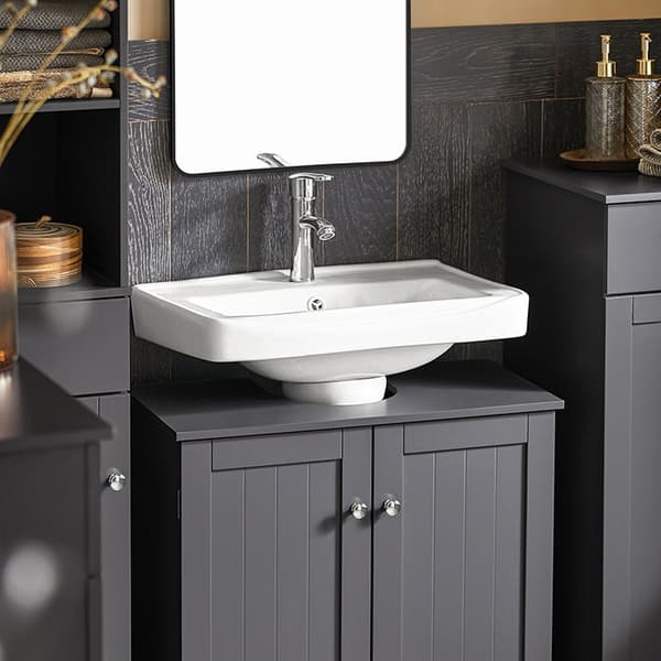Rootz Vaskeskab til badeværelse - Vask Basenhed - Opbevaringsorganisering - MDF-konstruktion - Magnetisk lås - Justerbar hylde - 60 cm x 60 cm x 30 cm