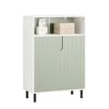 Miniatyrbillede 1 af 9: Rootz moderne badeværelses kommode med 2 døre - Skænk - Entreskab - Justerbar hylde - Stor opbevaringsplads - Vandtætte metalben - Hvid-grøn - 60 cm x
