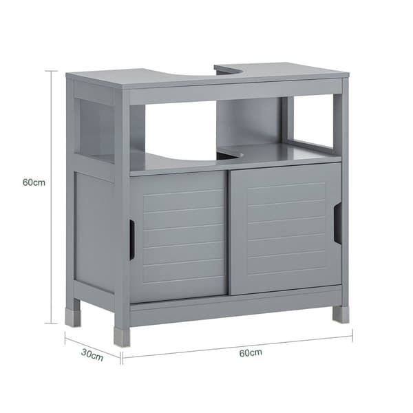 Rootz Vask Underskab - Håndvaskstativ - Badeværelsesvask - Rummelig opbevaring - Fugtbeskyttelse - Nem montering - 60 cm x 60 cm x 30 cm - Stålgrå