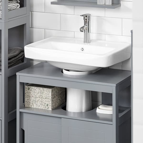 Rootz Vask Underskab - Håndvaskstativ - Badeværelsesvask - Rummelig opbevaring - Fugtbeskyttelse - Nem montering - 60 cm x 60 cm x 30 cm - Stålgrå