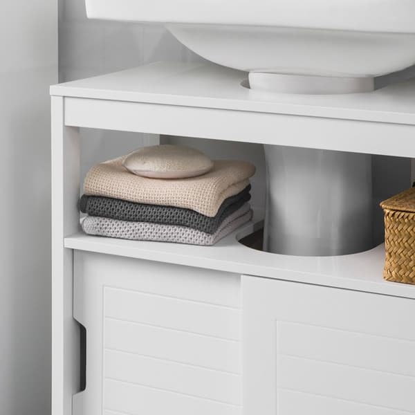 Rootz skab til håndvask - Håndvaskskab - Opbevaring til badeværelse - Fugtbestandig - Rummelig opbevaring - Nem montering - 60 cm x 61 cm x 30 cm
