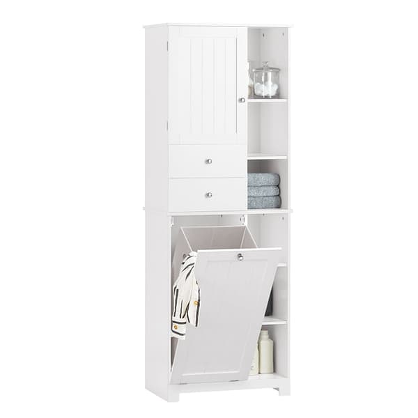 Rootz Højt badeværelsesskab med udfoldelig vaskepose - Opbevaringsorganisering - Brugsskab - MDF-konstruktion - Nem montering - 60 cm x 171 cm x 37 cm