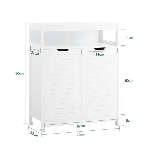 Rootz Modern Badrumsskåp - Skänk - Hallgarderob - Rymlig förvaring - Mångsidig användning - Stabil design - 70cm x 90cm x 35cm