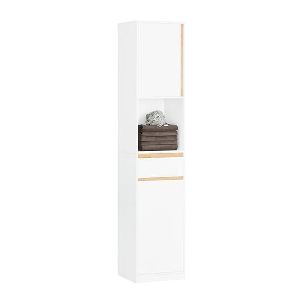 Rootz Højt badeværelsesskab - Opbevaringsorganisator - Badeværelseshylde - Justerbare hylder - Anti-tip design - MDF og gummitræ - 35 cm x 170 cm x 33