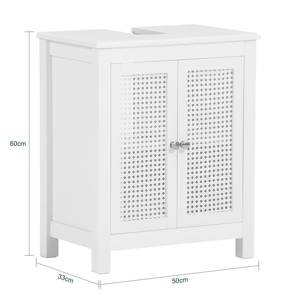 Rootz Vask Underskab - Badeværelsesopbevaring - Country House Style - Luftcirkulerende gitterdøre - MDF-konstruktion - 50 cm x 60 cm x 33 cm