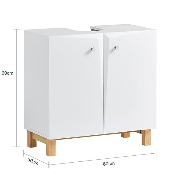 Rootz Underskab til vask - Badeværelsesskab - Opbevaring under vask - Justerbar hylde - Tippsikring - MDF-konstruktion - 60 cm x 60 cm x 30 cm
