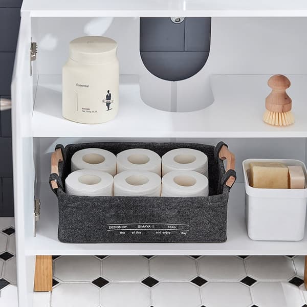 Rootz Underskab til vask - Badeværelsesskab - Opbevaring under vask - Justerbar hylde - Tippsikring - MDF-konstruktion - 60 cm x 60 cm x 30 cm
