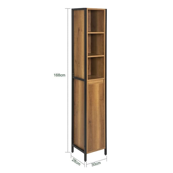 Rootz Tall Kylpyhuonekaappi - Säilytysjärjestelmä - Kylpyhuoneen hylly - Vintage Design - Tukeva metallirunko - Seinäkiinnitys - Säädettävät jalat - 3