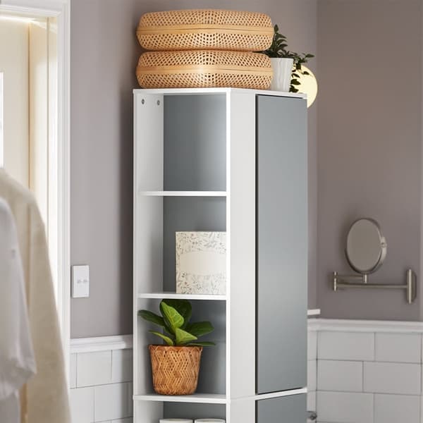 Rootz Tall Badrumsskåp - Förvaringsorganisator - Fristående hyllenhet - MDF och gummiträkonstruktion - Anti-tipstabilitet - Enkel montering - 50cm x 1
