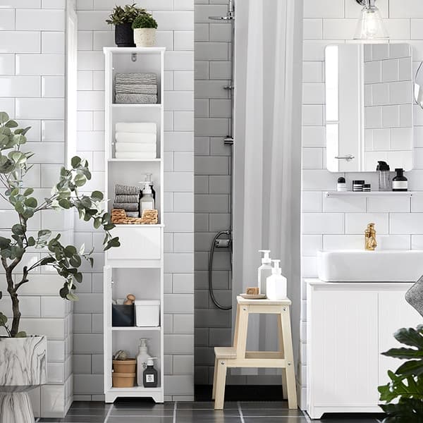 Rootz Højt badeværelsesskab - Opbevaringstårn - Linnedskab - Justerbare hylder - Anti-tip design - MDF-konstruktion - 30 cm x 170 cm x 30 cm