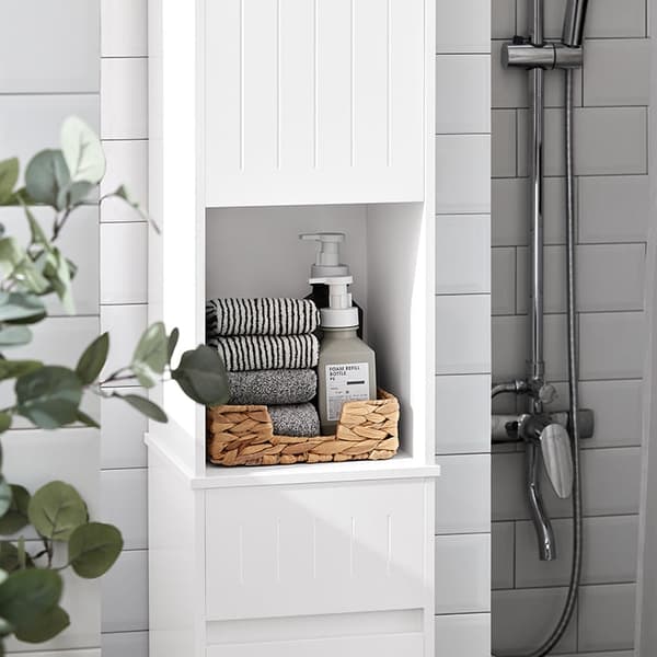 Rootz Højt badeværelsesskab - Opbevaringstårn - Linnedskab - Justerbare hylder - Anti-tip design - MDF-konstruktion - 30 cm x 170 cm x 30 cm