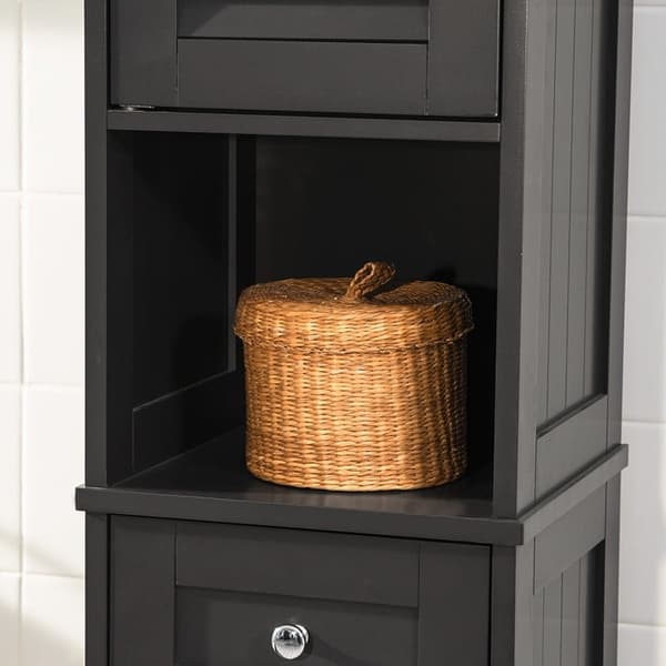 Rootz Tall Badrumsskåp - Förvaringstorn - Badrumsarrangör - Luftcirkulerande lamelldörrar - Mögelförebyggande - Gott om förvaringsutrymme - 32cm x 170