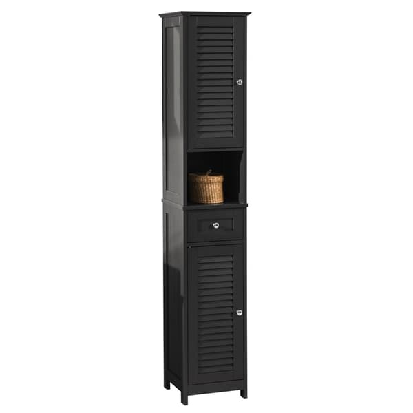 Rootz Tall Badrumsskåp - Förvaringstorn - Badrumsarrangör - Luftcirkulerande lamelldörrar - Mögelförebyggande - Gott om förvaringsutrymme - 32cm x 170