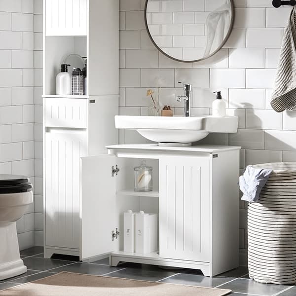 Rootz Diskbänk Underskåp - Badrumsskåp - Tvättställsställ - Fuktbeständig - Enkel montering - MDF Konstruktion - 60cm x 60cm x 30cm