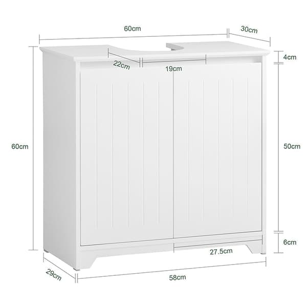 Rootz Diskbänk Underskåp - Badrumsskåp - Tvättställsställ - Fuktbeständig - Enkel montering - MDF Konstruktion - 60cm x 60cm x 30cm