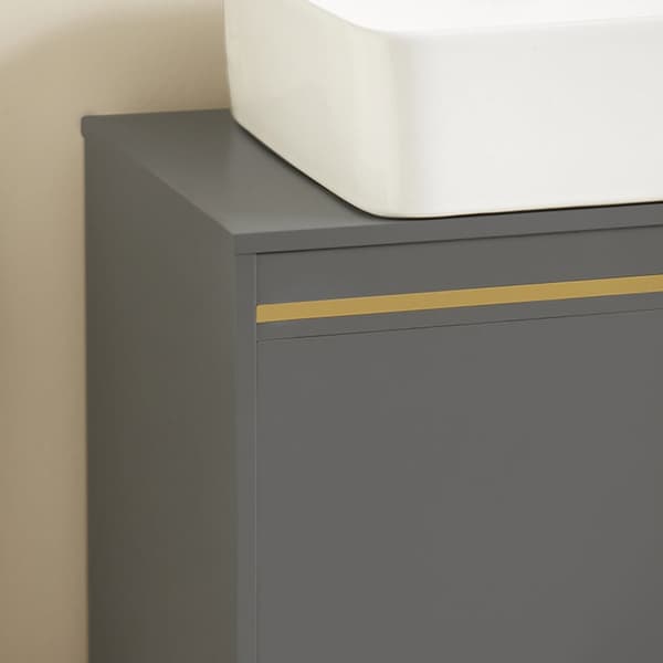 Rootz Modern Vask Underskab - Badeværelsesvask - Opbevaringsorganisator - Stilfuld grå og guld finish - Rummeligt interiør - Nem montering - 75 cm x 6