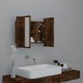 Miniatyrbild 7 av 11: The Living Store Spegelskåp med LED rökfärgad ek 80x20,5x64 cm konstruerat trä -  Badrumsunderskåp