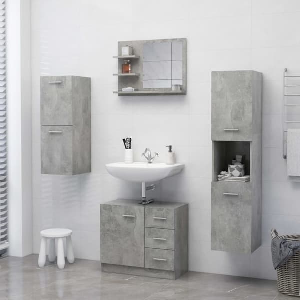 The Living Store Badrumsspegel betonggrå 60x10,5x45 cm konstruerat trä -  Badrumsunderskåp