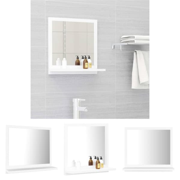 The Living Store badeværelsesspejl 40x10,5x37 cm konstrueret træ hvid -  Badeværelsesborde