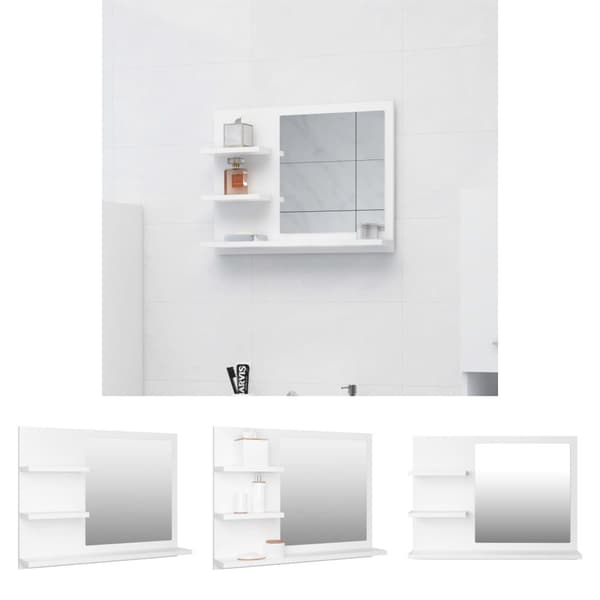 The Living Store Badrumsspegel vit 60x10,5x45 cm konstruerat trä -  Badrumsunderskåp
