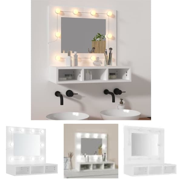 The Living Store Peilikaappi LED-valoilla valkoinen 60x31,5x62 cm -  Kylpyhuoneen kampauspöydät