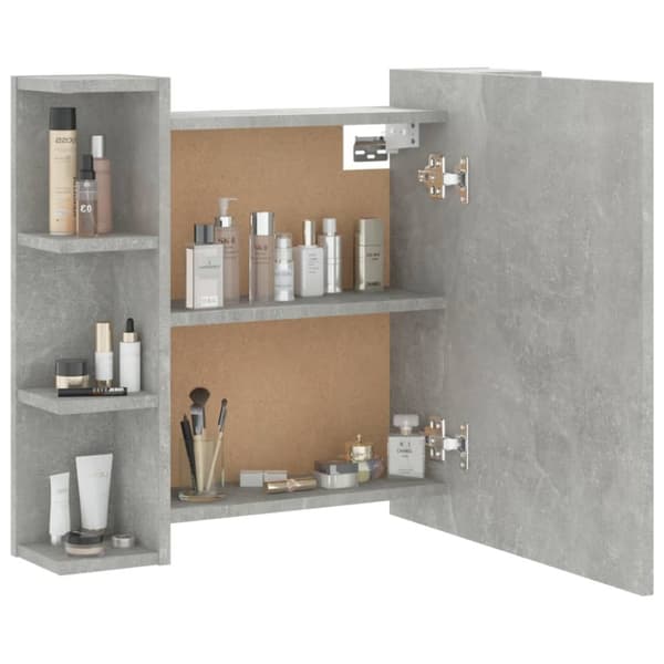 The Living Store Spegelskåp med LED betonggrå 70x16,5x60 cm -  Badrumsunderskåp