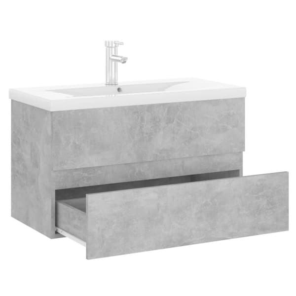The Living Store Badrumsskåp med inbyggt handfat betonggrå konstruerat trä -  Badrumsunderskåp