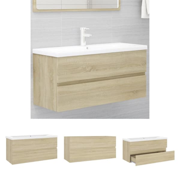 The Living Store Badrumsskåp med inbyggt handfat sonoma-ek konstruerat trä - Badrumsunderskåp
