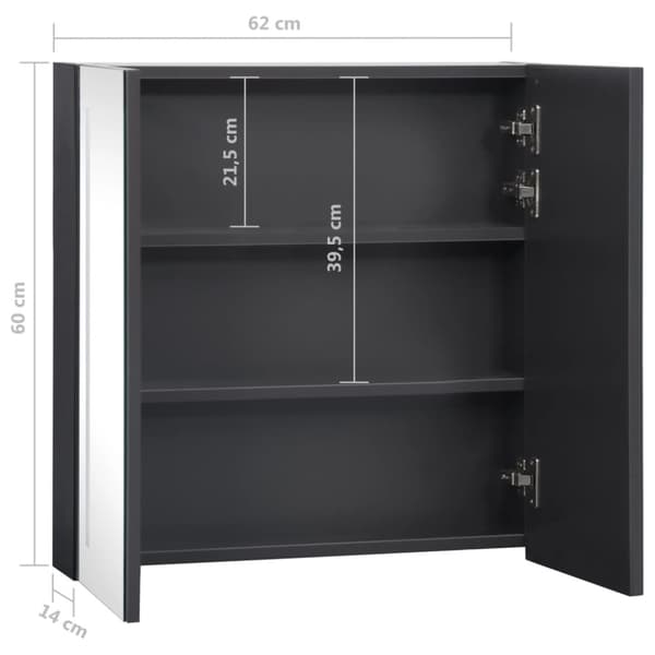 The Living Store badeværelsesskab med spejl + LED-lys 62x14x60 cm -  Badeværelsesborde