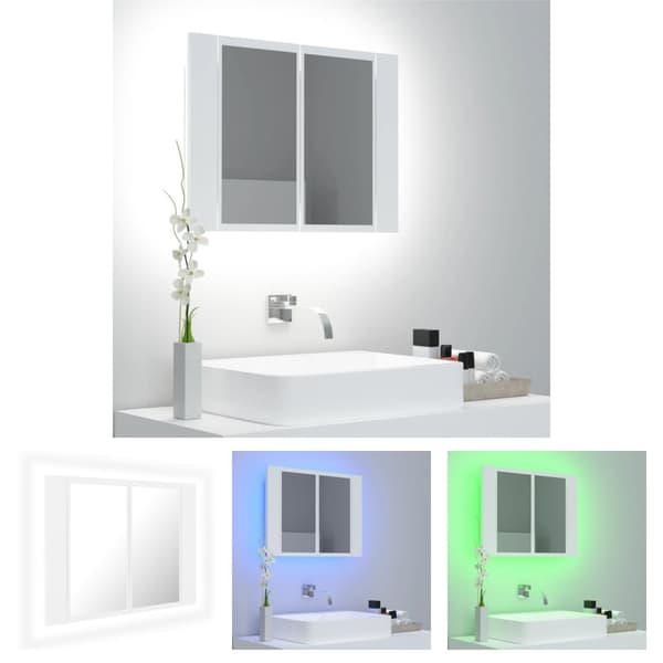 The Living Store Spegelskåp med LED vit 60x12x45 cm akryl -  Badrumsunderskåp