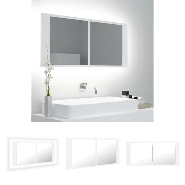 The Living Store Spegelskåp med LED svart 100x12x45 cm akryl -  Badrumsunderskåp