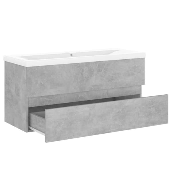 The Living Store Badrumsskåp med inbyggt handfat betonggrå konstruerat trä - Badrumsunderskåp