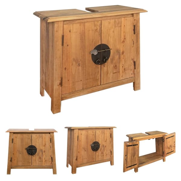 The Living Store badeværelsesmøbel 70x32x63 cm massivt fyrretræ -  Badeværelsesborde