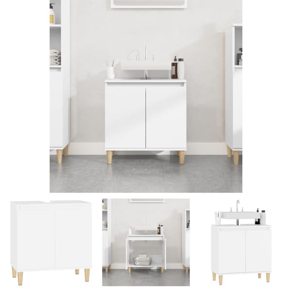 The Living Store underskab til håndvask 58x33x60 cm konstrueret træ hvid - Badeværelsesborde