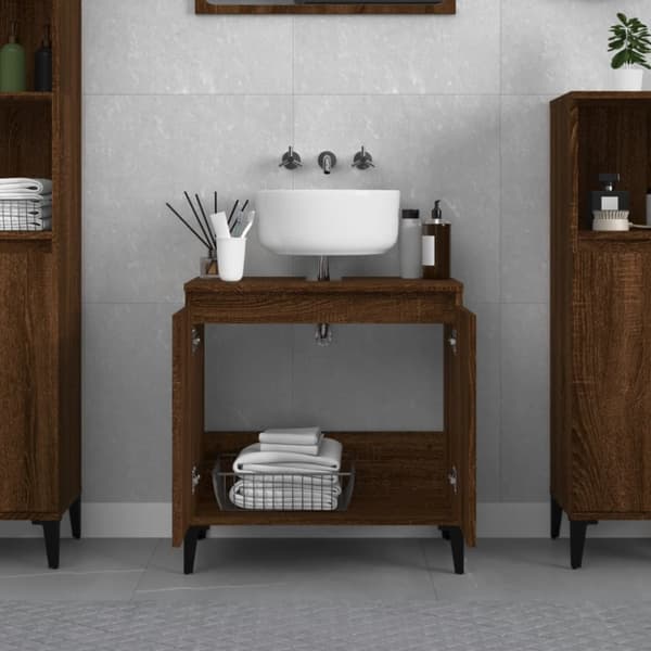 The Living Store underskab til håndvask 58x33x60 cm konstrueret træ brunt eg - Badeværelsesborde