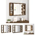 Miniatyrbild 1 av 11: The Living Store Spegelskåp med LED brun ek 76x15x55 cm -  Badrumsunderskåp