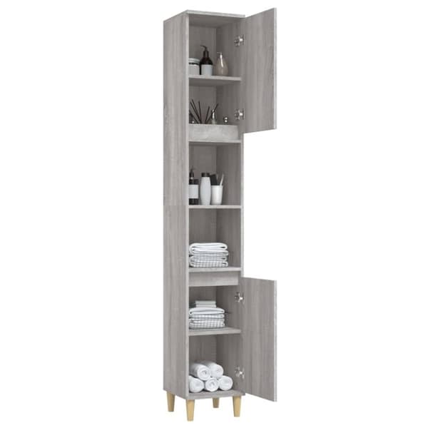 The Living Store badeværelsesskab 30x30x190 cm konstrueret træ grå sonoma-eg -  Badeværelsesborde