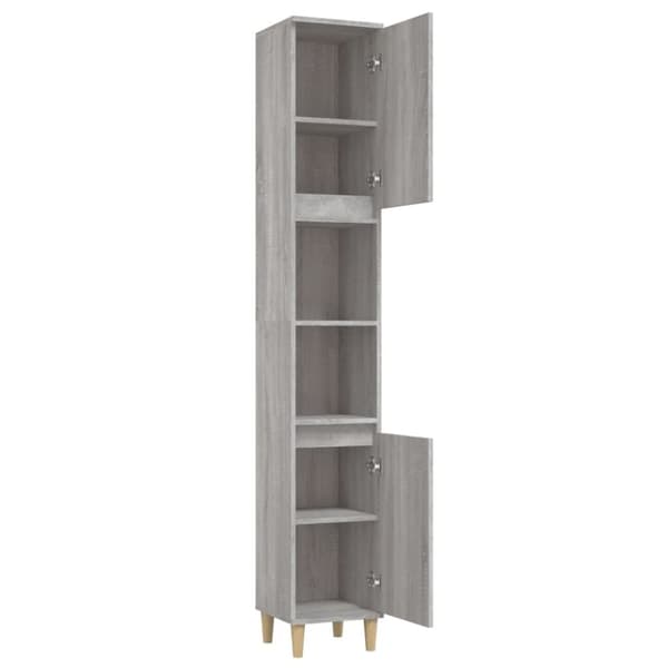 The Living Store badeværelsesskab 30x30x190 cm konstrueret træ grå sonoma-eg -  Badeværelsesborde