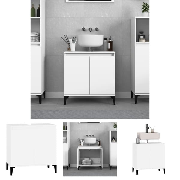 The Living Store Tvättställsskåp vit 58x33x60 cm konstruerat trä -  Badrumsunderskåp