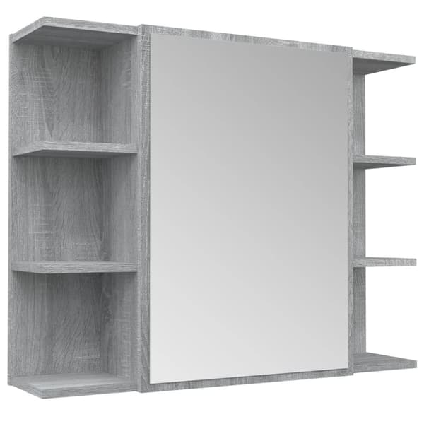 The Living Store skab med spejl 80x20,5x64 cm konstrueret træ grå sonoma-eg - Badeværelsesborde