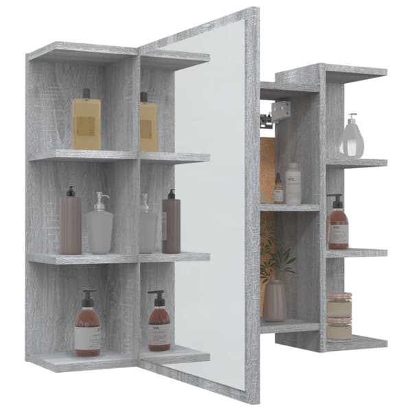 The Living Store skab med spejl 80x20,5x64 cm konstrueret træ grå sonoma-eg - Badeværelsesborde