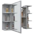 Miniatyrbillede 5 af 11: The Living Store skab med spejl 80x20,5x64 cm konstrueret træ grå sonoma-eg -  Badeværelsesborde