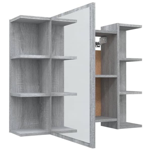 The Living Store skab med spejl 80x20,5x64 cm konstrueret træ grå sonoma-eg - Badeværelsesborde