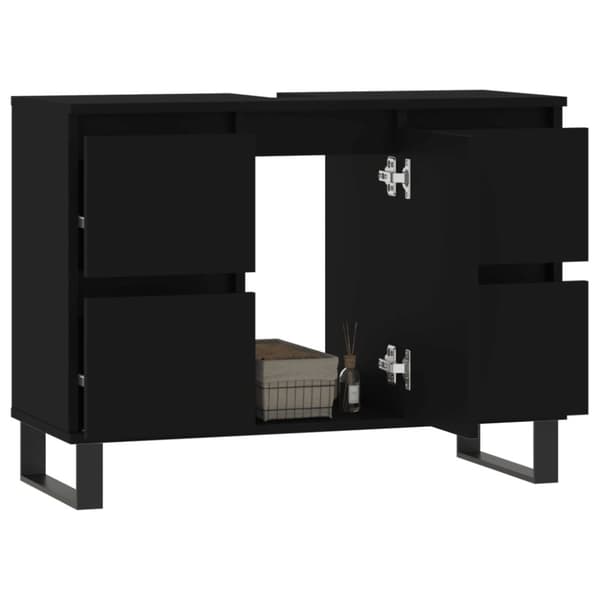 The Living Store badeværelsesskab 80x33x60 cm konstrueret træ sort - Badeværelsesborde