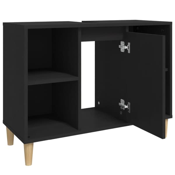The Living Store Tvättställsskåp svart 80x33x60 cm konstruerat trä -  Badrumsunderskåp