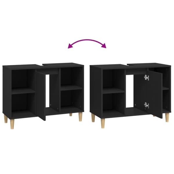 The Living Store Tvättställsskåp svart 80x33x60 cm konstruerat trä -  Badrumsunderskåp